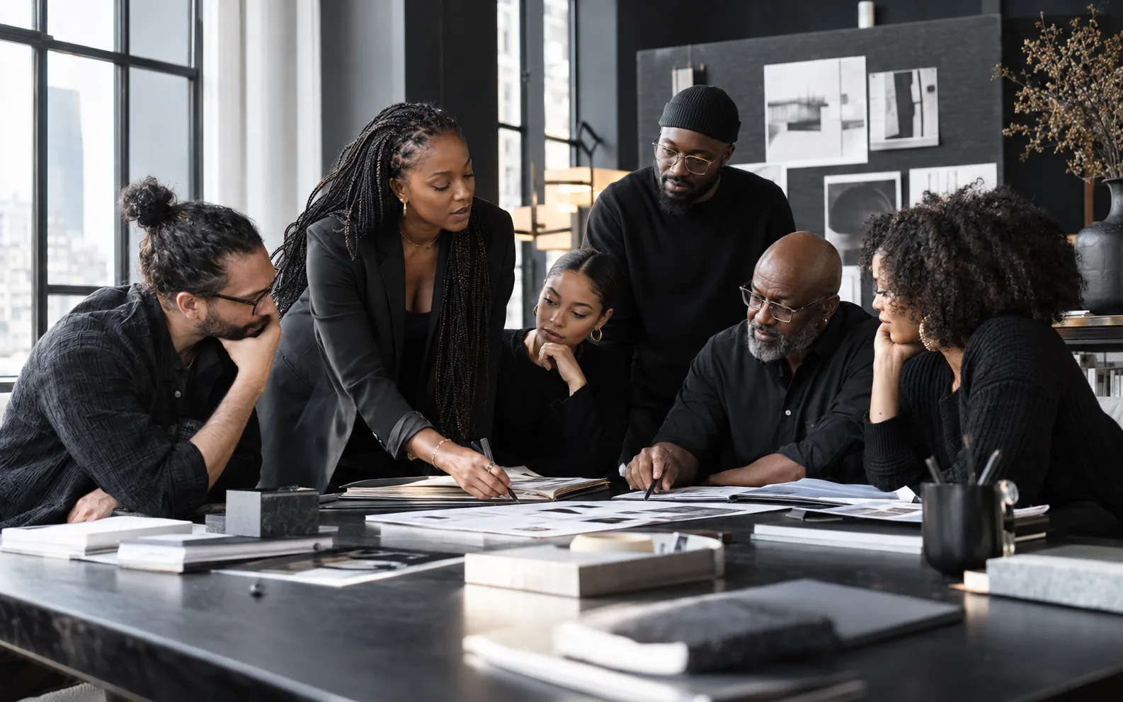 A team discussing the direction of a business project
